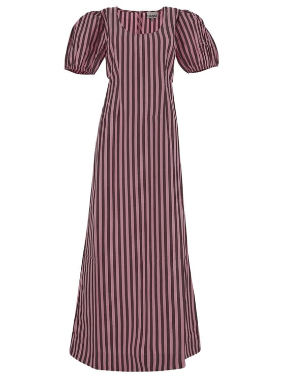 Ganni Striped Cutout Maxi Dress Roze