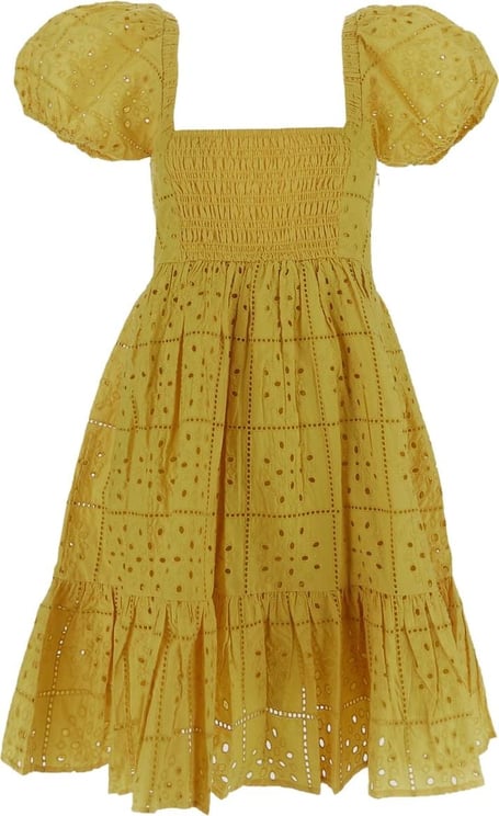 Ganni Lace Mini Dress Geel
