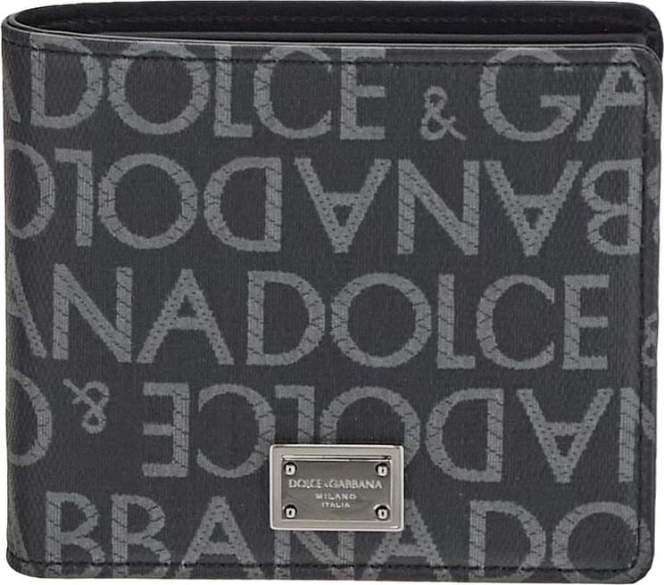 Dolce & Gabbana Coated Jacquard Bifold Wallet Zwart