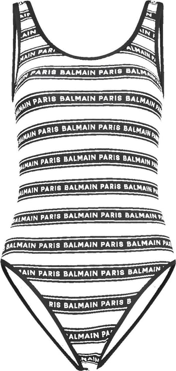 Balmain Balmain One-Piece Logo Swimsuit Wit