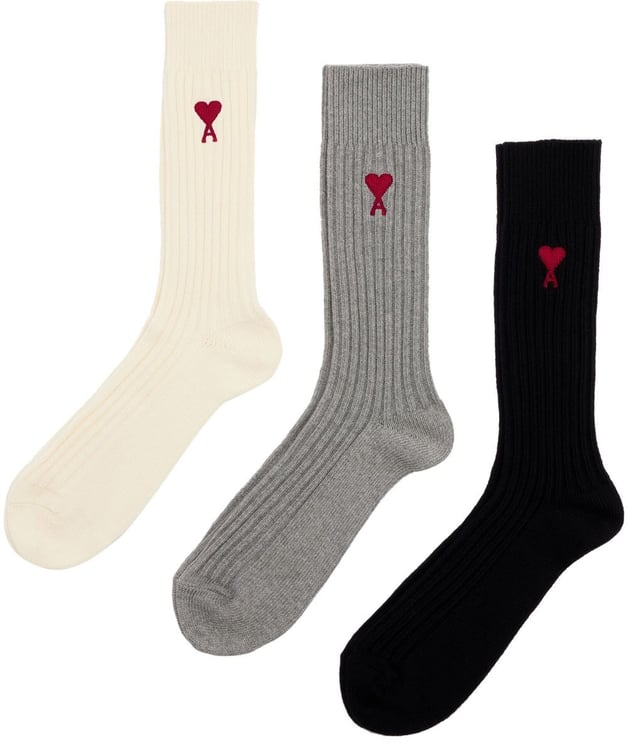 AMI Paris chaussettes nervurees a logo brode