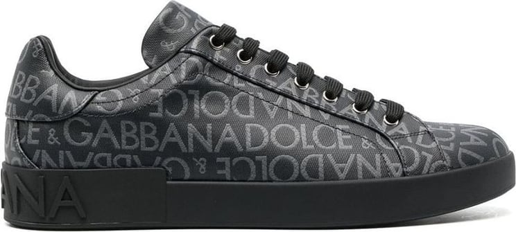 Dolce & Gabbana Coated Jacquard Portofino Sneakers Zwart
