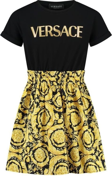 Versace Dress Jersey + Baroque Kids Poplin + Logo Print Goud