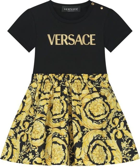 Versace Dress Jersey + Baroque Kids Poplin + Logo Print Zwart