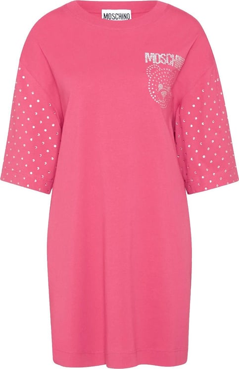 Moschino Moschino Couture Cotton Crystal Teddy Dress Roze