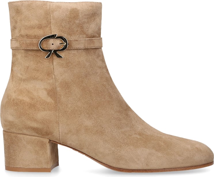 Gianvito Rossi Classic Ankle Boots Ribbon Bootie Suede Rosalie Beige