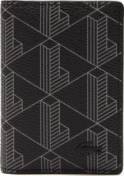 Lacoste porte cartes verticale homme the blend avec imprime monogramme Zwart