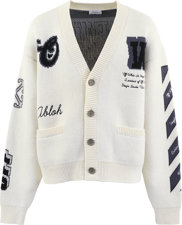 OFF-WHITE Moon Vars Knit Cardigan Wit