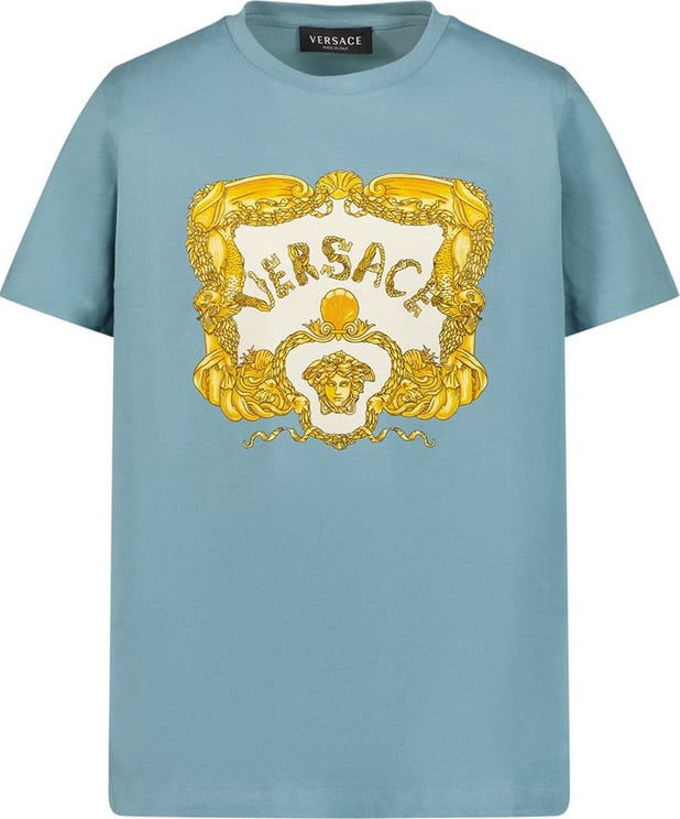 Versace Versace 1000129 1A08114 kinder t-shirt licht blauw Blauw