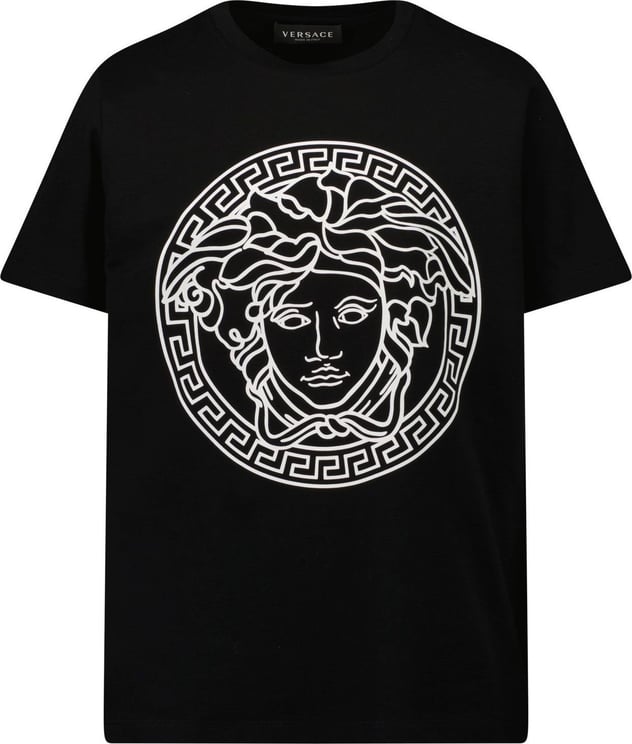 Versace Versace 1000239 1A04767 kinder t-shirt zwart Zwart