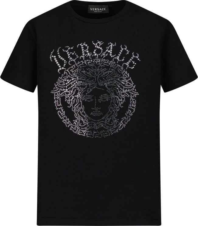 Versace Versace 1000052 1A07385 kinder t-shirt zwart Zwart