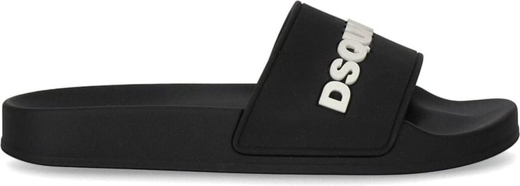 Dsquared2 Logo Embossed Slides Zwart