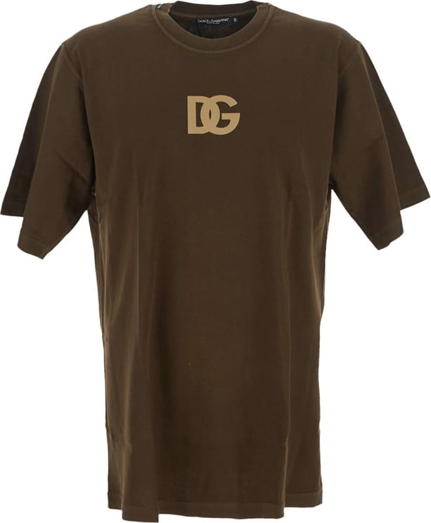 Dolce & Gabbana Logo Print Cotton T-Shirt Bruin