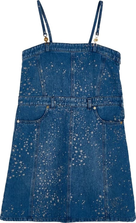 Versace Glitter Stars Denim Dress Blauw