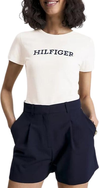 Tommy Hilfiger T-shirt Donna con logo sul petto Wit