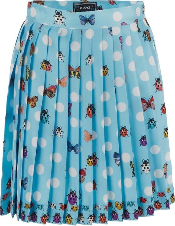 Versace Polka Dots Pleated Mini Skirt Blauw