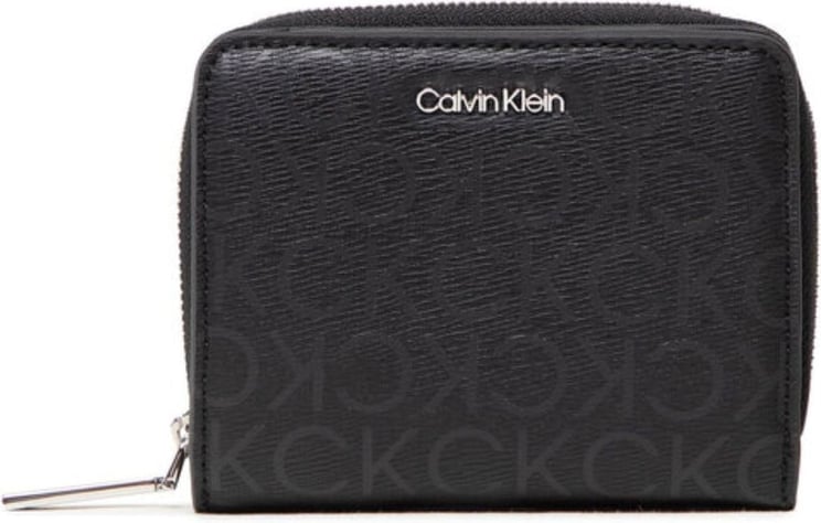 Calvin Klein Portafogli donna piccolo con logo e zip Zwart
