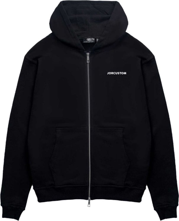 JORCUSTOM Brand Zipped Hoodie Black Zwart