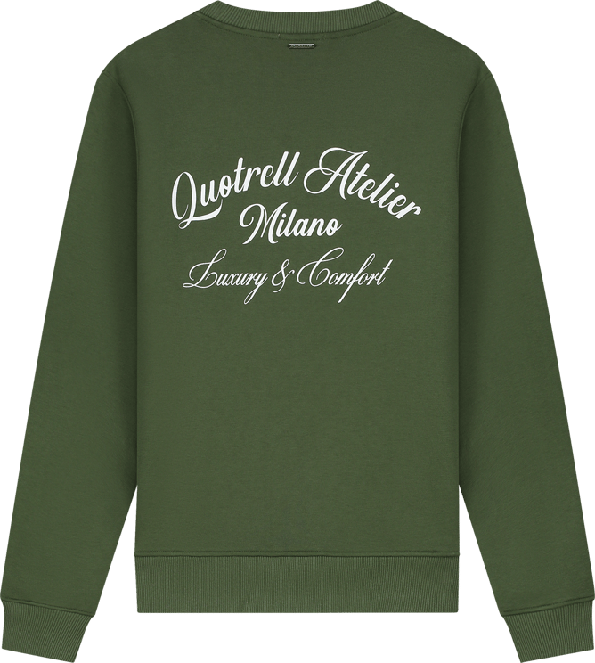 Quotrell Atelier Milano Crewneck | Army Green/white Groen