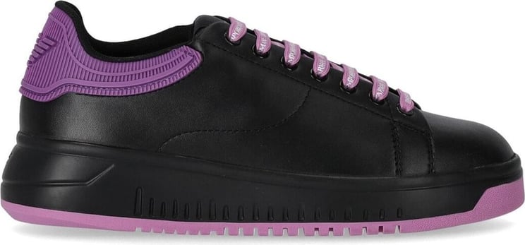 Emporio Armani Black And Lilac Sneaker Black Zwart