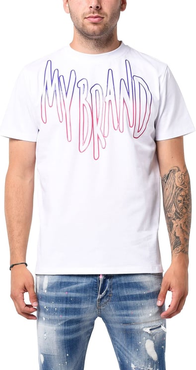 My Brand Mb logo sky magenta gradient shirt Wit
