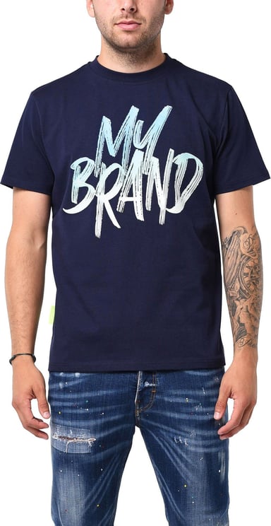 My Brand Mb logo paint stroke sky blue shirt Blauw