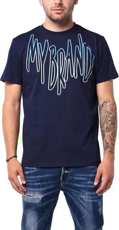 My Brand Mb logo skye blue gradient t-shirt Blauw