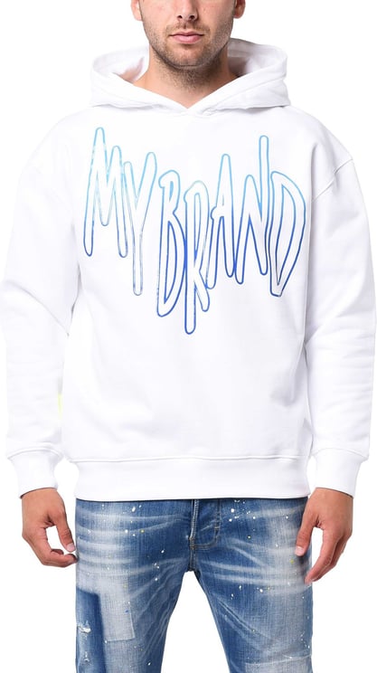 My Brand Mb logo ocean blue gradient hoodie Wit