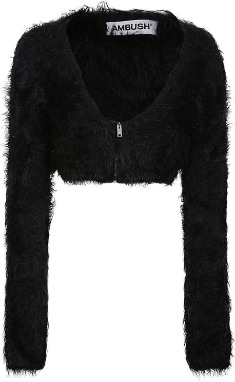 AMBUSH Fur Knit Crop Cardigan Black Zwart