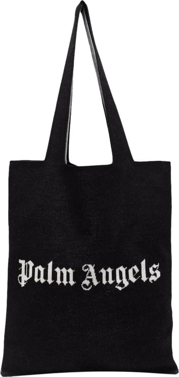 Palm Angels Knit Shopper Logo Tote Bag Zwart