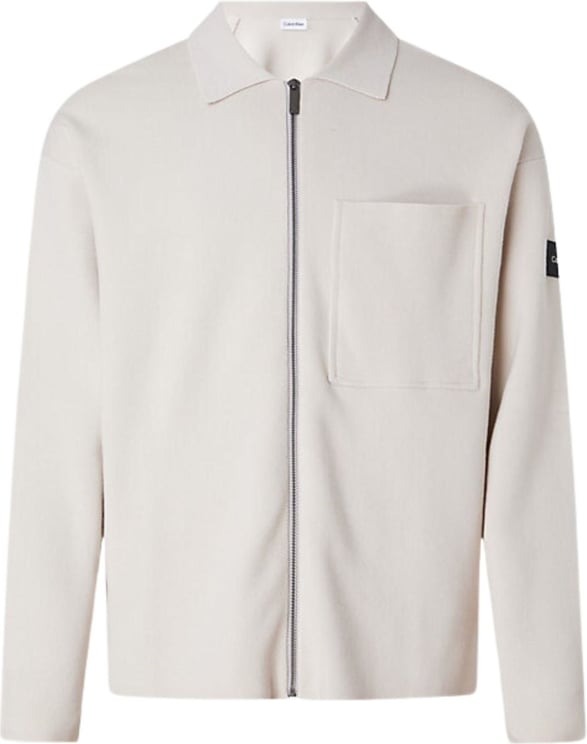 Calvin Klein Giubbino Uomo overshirt in cotone con zip Wit