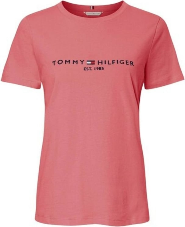 Tommy Hilfiger T-shirt Donna a girocollo con logo brand Roze