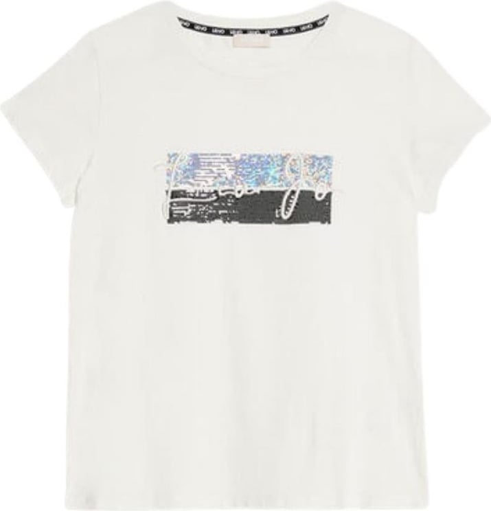 Liu Jo T-shirt Donna con logo con paillettes bicolori Wit