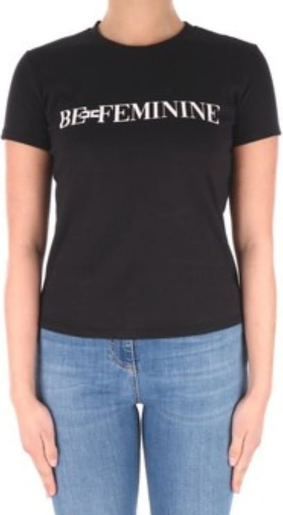 Elisabetta Franchi T-shirt Donna logo BE FEMININE Zwart