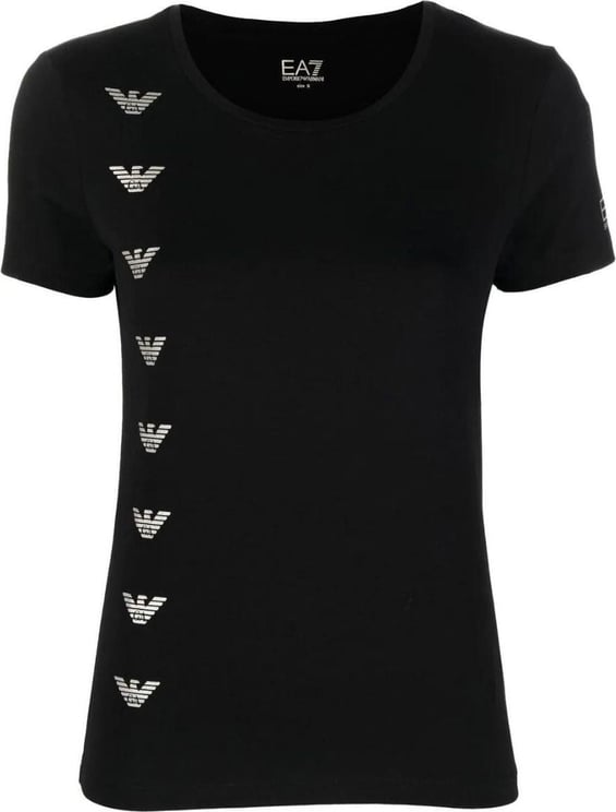 Emporio Armani T-shirt Donna logo regular fit Zwart