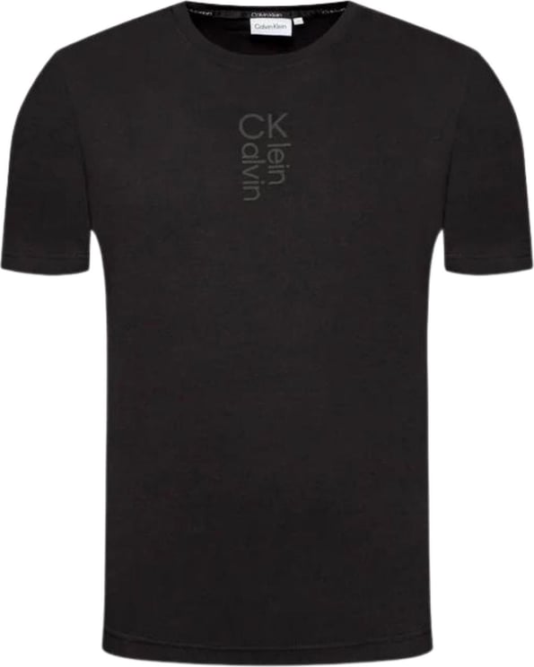 Calvin Klein T-shirt Uomo a girocollo con logo frontale Zwart