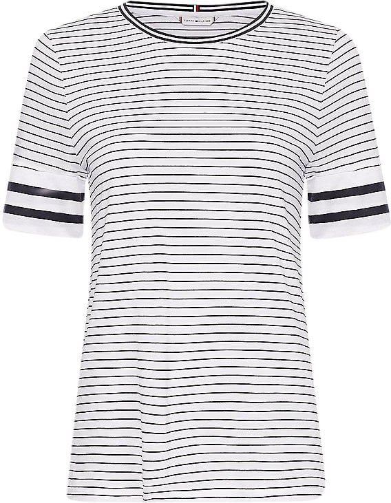 Tommy Hilfiger T-Shirt Donna con mix di righe all over Wit