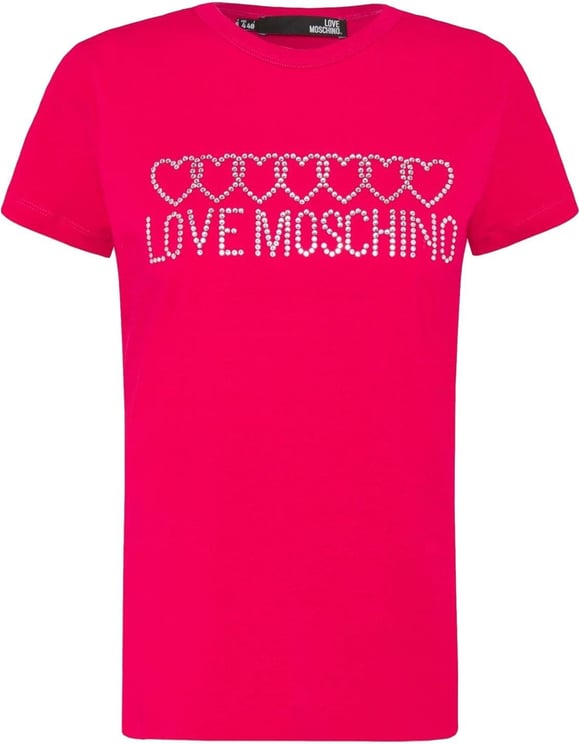 Love Moschino T-shirt Donna W4F731QE1951 con brillantini Roze