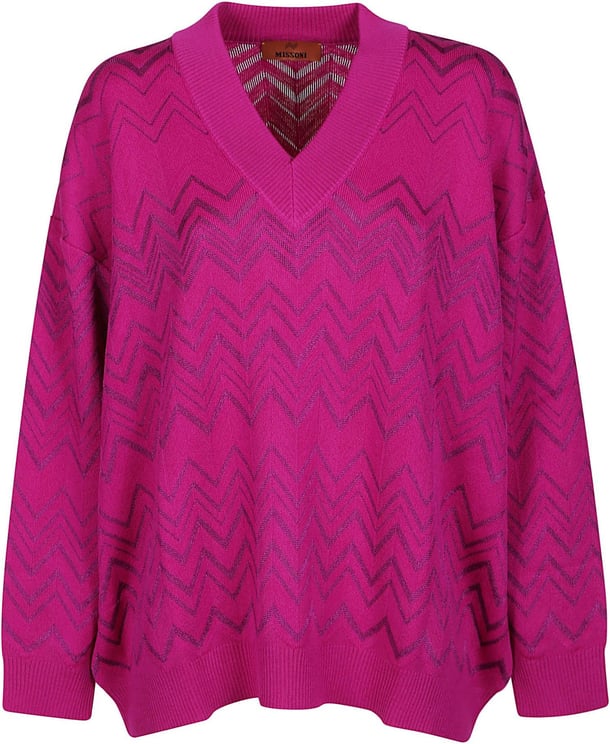 Missoni V-neck Sweater Pink & Purple Roze