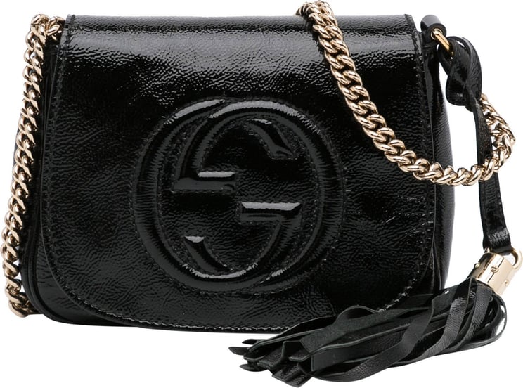 Gucci Patent Soho Flap Crossbody Bag Zwart