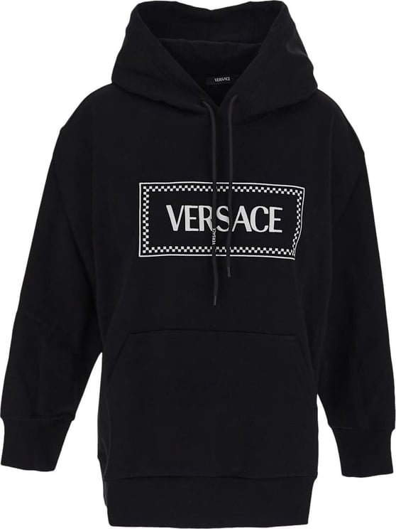 Versace Embroidered Logo Hoodie Zwart