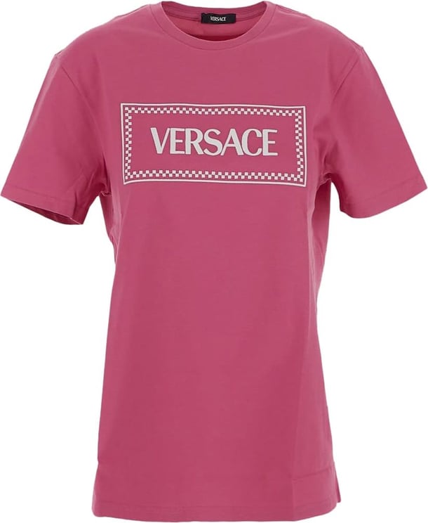 Versace Logo Embroidery T-Shirt Roze
