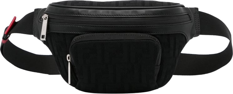 Fendi FF Neoprene Vitello Grace Perforated Pocket Belt Bag Zwart