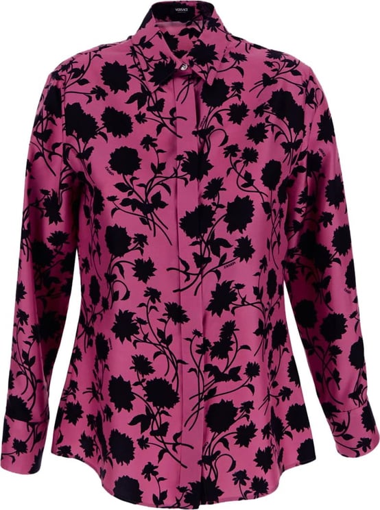 Versace Floral Silhouette Print Shirt Roze