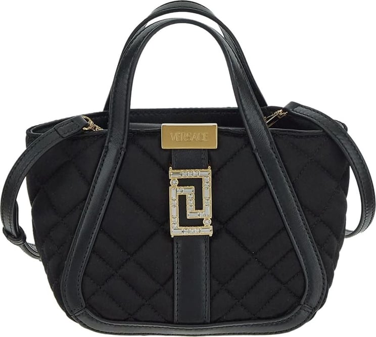 Versace Crystal Greca Goddess Satin Mini Bag Zwart