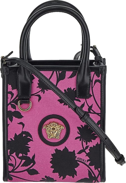 Versace Floral Silhouette All-Over Mini Tote Bag Roze