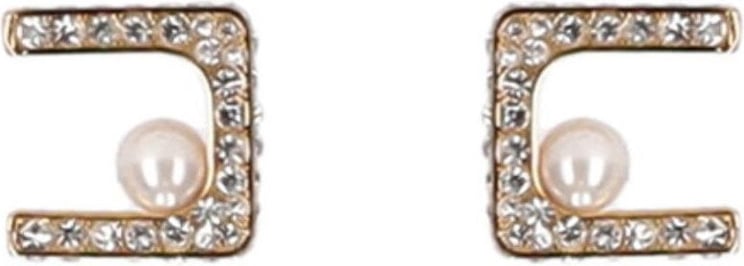 Elisabetta Franchi Logo Earrings With Pearls Gold Goud