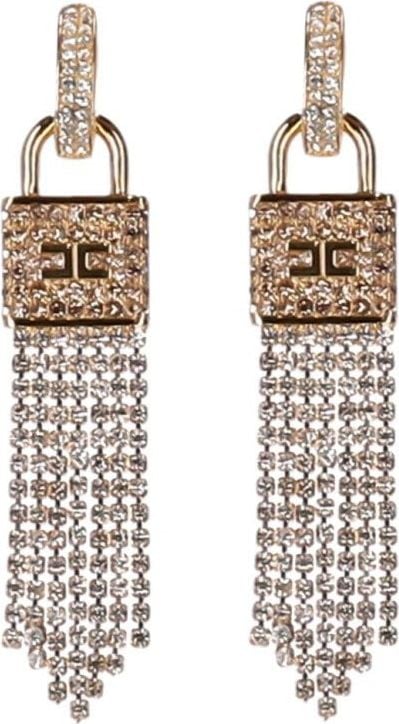 Elisabetta Franchi Gold Pendant Earrings With Padlock Gold Goud