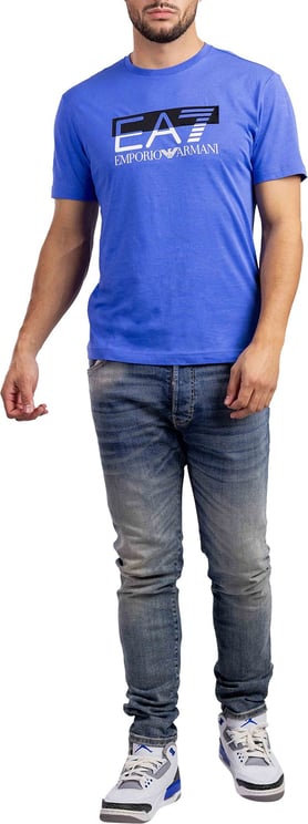 Emporio Armani EA7 Graphic T-Shirt Heren Blauw Zwart