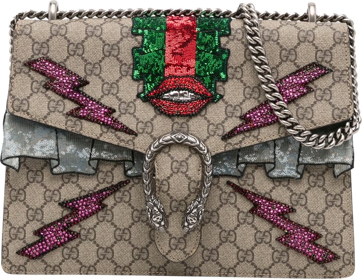 Gucci Medium Embellished GG Supreme Dionysus Shoulder Bag Bruin